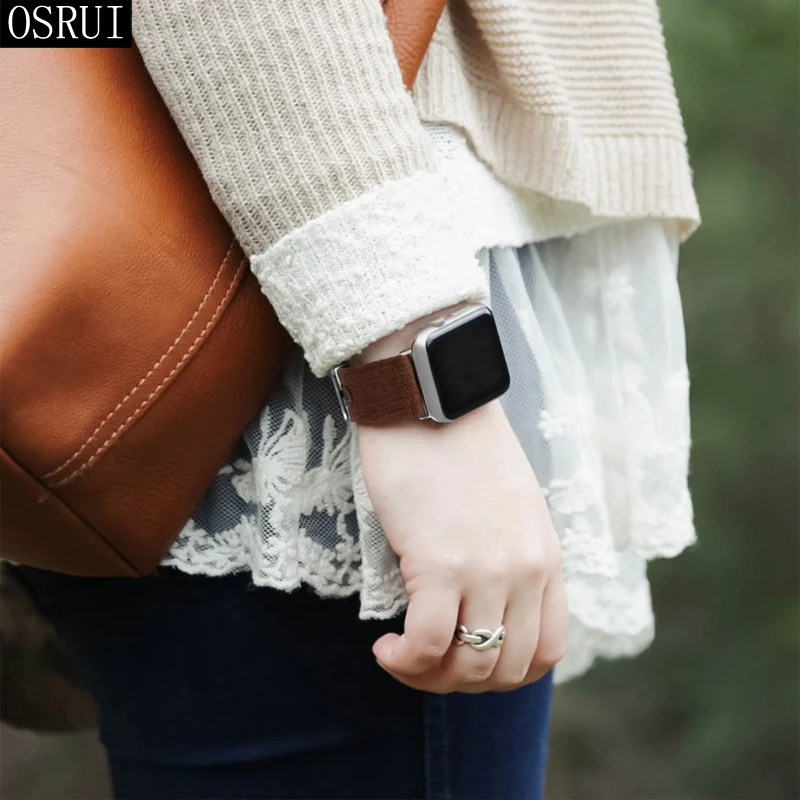 Кожаный ремешок для Apple watch band 44 мм 42 мм 40 мм 38 мм correa aplle Iwatch band 3 2 холст браслет на запястье ремень аксессуары для часов