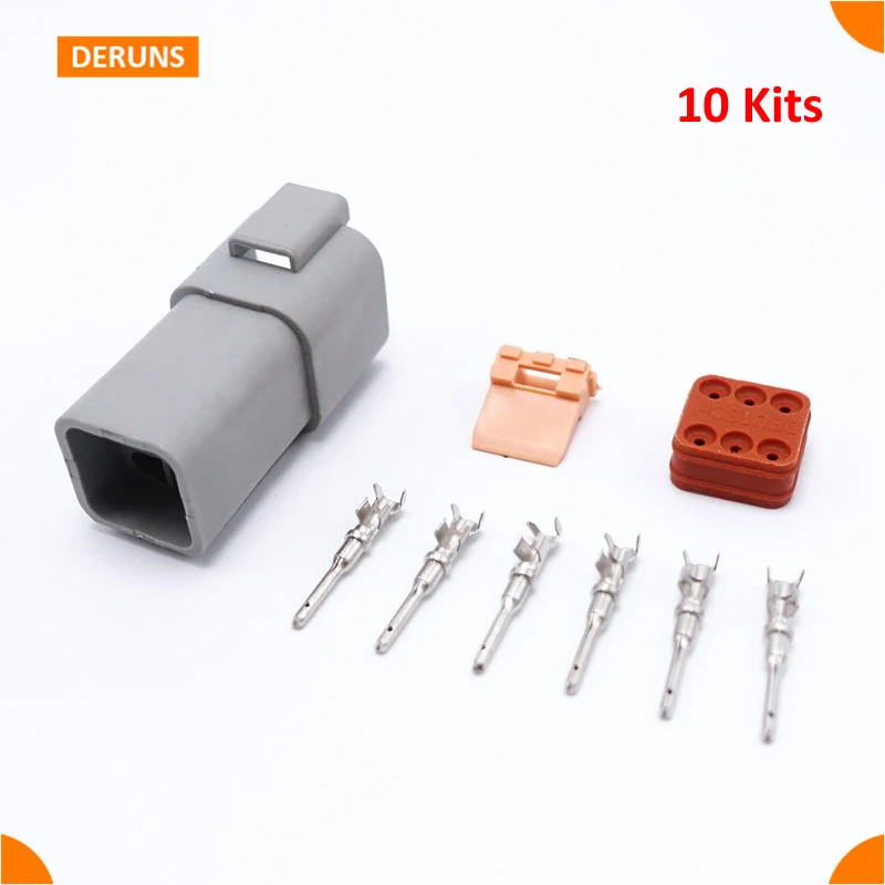 

10Kits Male 6 Pin/Way Deutsch Car Boat Waterproof Sealed Auto Electrical Wire Connector Plug DT04-6P