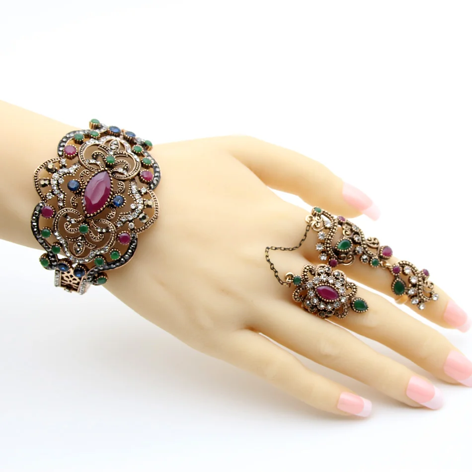 Этнические полимерные Антикварные Ювелирные наборы золотого цвета двойные