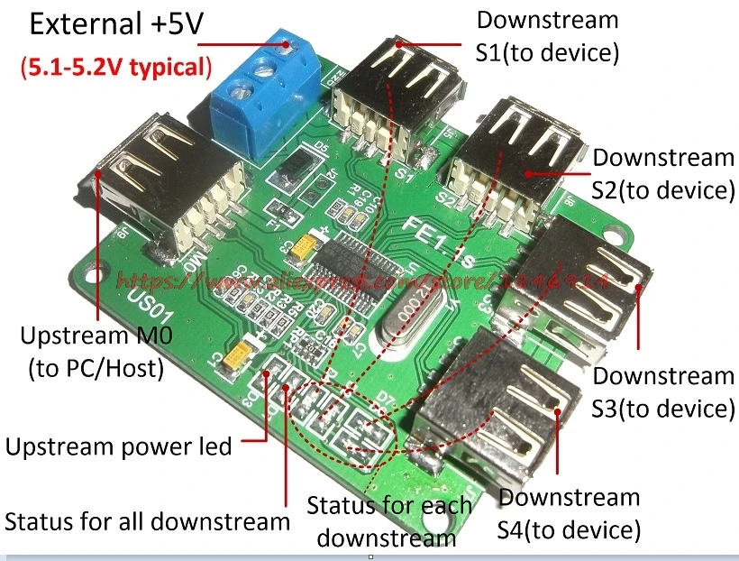 FE1.1s USB 2 0 концентратор данных контроллер 1 drag 4 автономный/автобусный питание