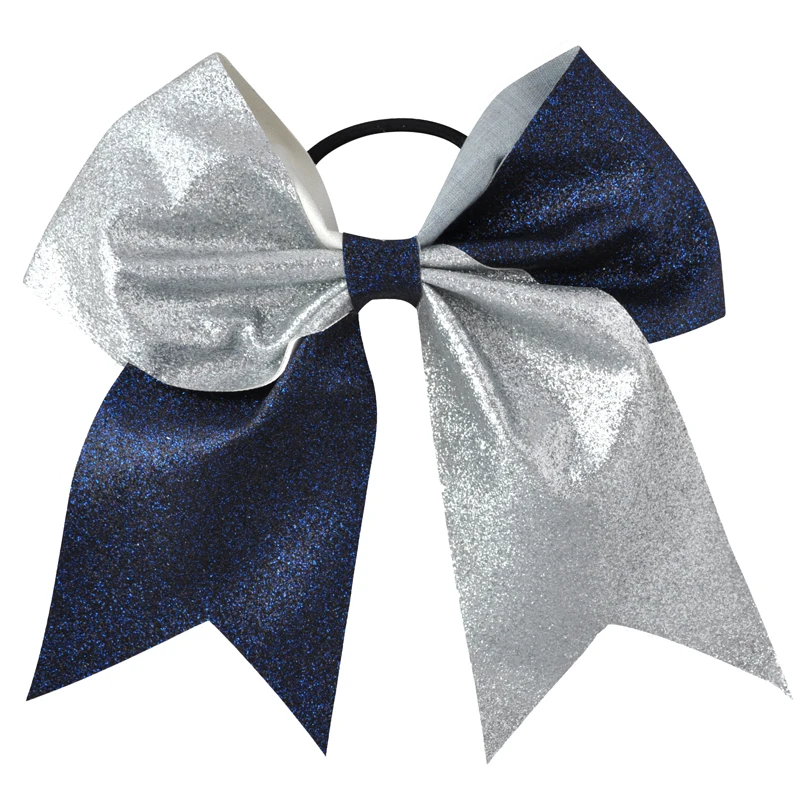 1PC 7Inch 2Color Mix Girls Boutique Solid Glisten Cheerleading Bow Hair Ring Elastic Hair Bands Hair Bows Women Hair Accessories