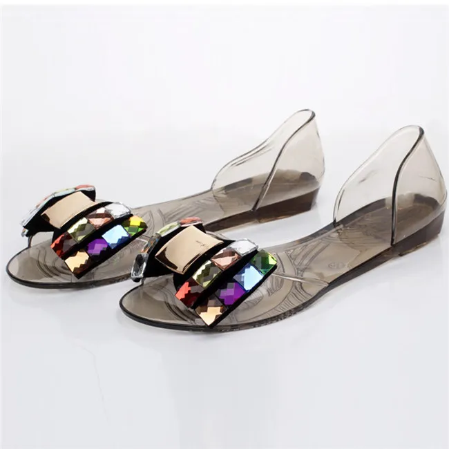1 пара летних сандалий женская модная прозрачная обувь сандалии Блестящий бант