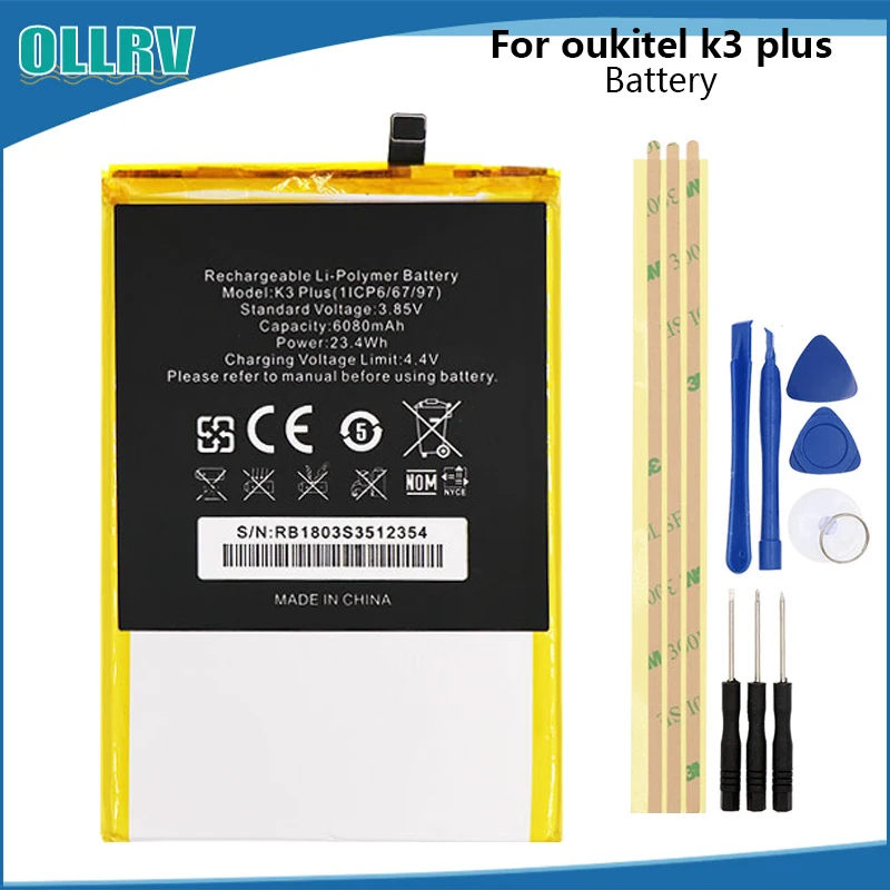 Для OUKITEL K3 плюс Батарея Batterie Bateria Batterij Аккумулятор Акку 6080 мАч высокое Ёмкость +
