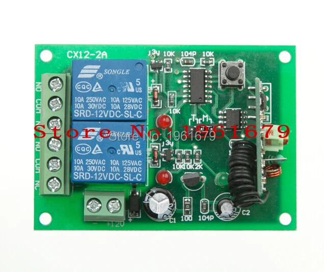 DC 12V 10A 2 CH RF Беспроводное дистанционное управление 1 приемник + 4 передатчика Автоматическое управление дверьми / окнами / подъемным оборудованием.