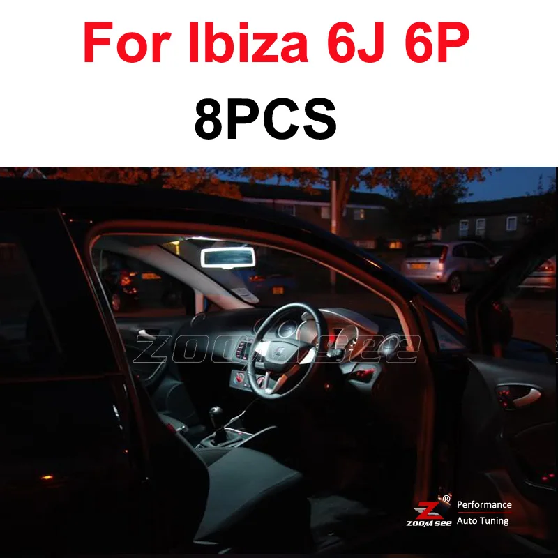ibiza 6J 6P - 8PCS Приятный белый без ошибок светодиодные лампы canbus Интерьер Чтение над головой купольный светильник лампы Комплект для сиденья Ibiza 6L 6J 6P(2002 - Испускаемый цвет: ibiza 6J 6P - 8PCS