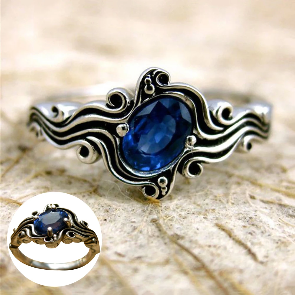 Newest Design Green/Blue Stone Rings for Women Metal Silver Plated Vintage Fashion Jewelry Cheap Price | Украшения и аксессуары