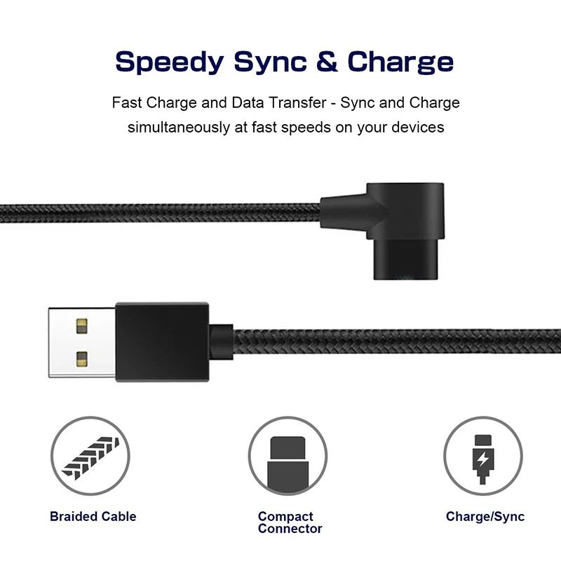 Магнитный Micro USB кабель с прямым углом 90 градусов 1 м 2 А для быстрой зарядки и