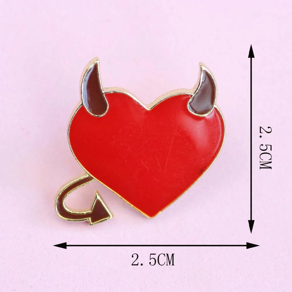 Timlee X204 металлическая брошь с рисунком дьявола красного сердца глаз булавки