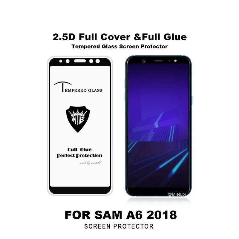 Полноэкранное закаленное защитное стекло с клеем для Samsung Galaxy A6 2018 A600 A600F plus