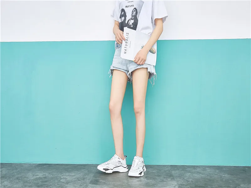 Повседневная Белая обувь; женские кроссовки на платформе; zapatos de mujer; модная брендовая обувь; chaussures femme; женская обувь из натуральной кожи; Цвет Черный