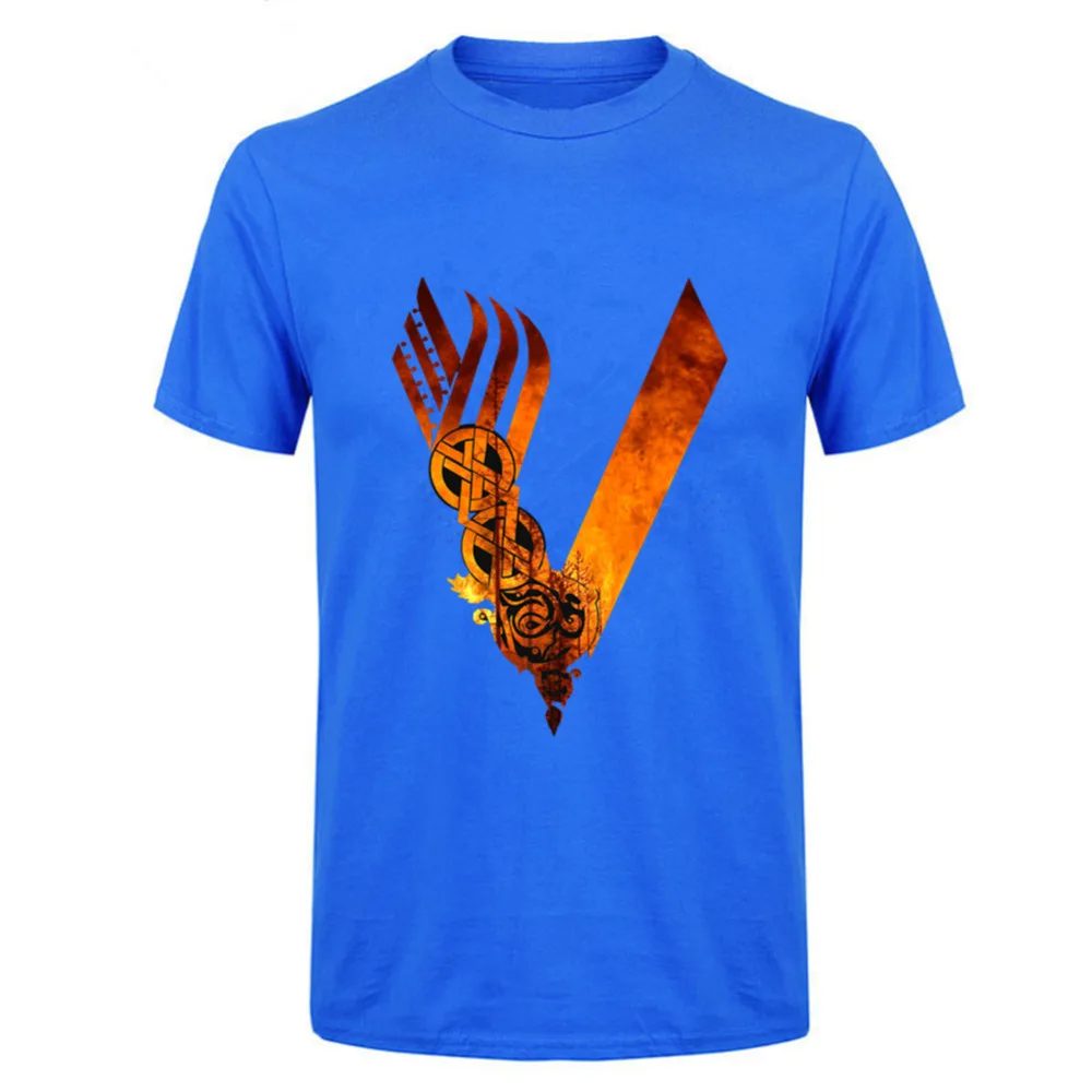 Мужская хлопковая футболка с V образным вырезом в стиле хип хоп|t shirt men|vikings t shirtsmen