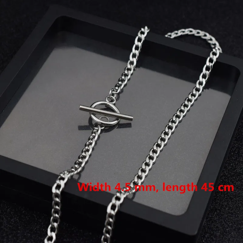 width 4mm long 45cm Idol звезда с шею ожерелье мужчины и wo мужчины короткое ожерелье индивидуальная длинная цепь ожерелье короткая шея цепь из нержавеющей стали - Окраска металла: width 4mm long 45cm