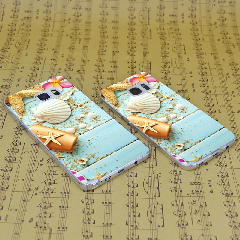 DREAM FOX B0439 Blue Wood Seashells Transparent Hard PC Case Cover For Samsung Galaxy S 4 5 6 7 8 Mini Edge Plus Note 3 |