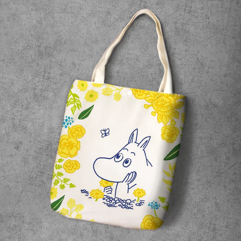 17 Moomin сумка для покупок милый гиппопотам тонкий маленький мой рюкзак на плечо Студенческая Холщовая Сумка с принтом Сумка-тоут на кнопках Холщовая Сумка - Цвет: 17