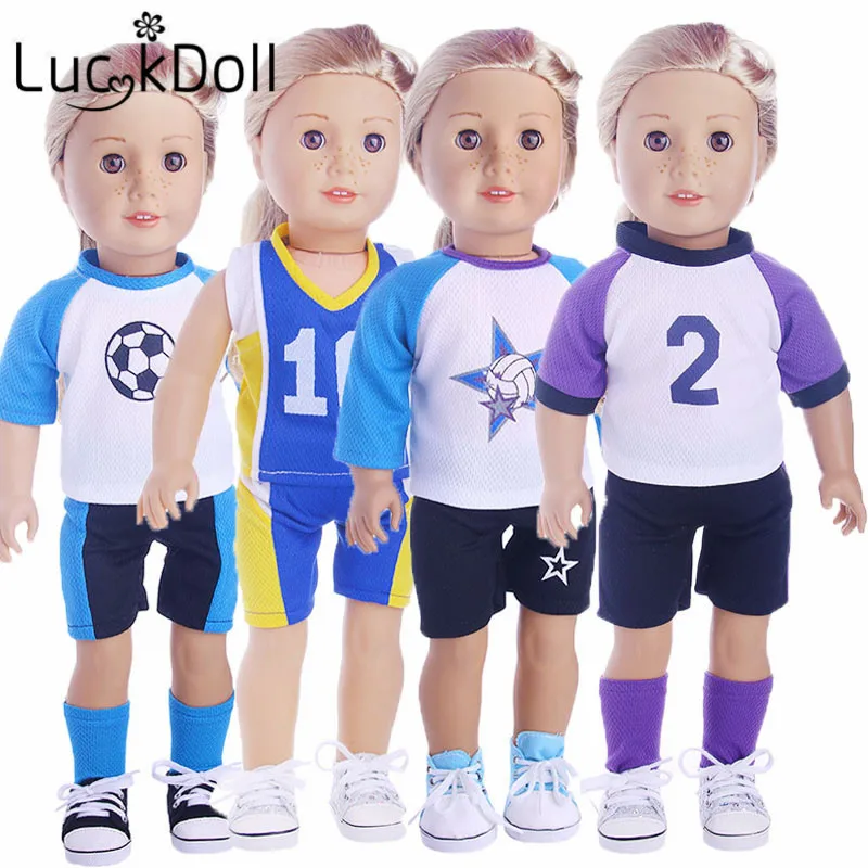 LUCKDOLL 4 Футбольная форма и спортивная одежда размер 18 дюймов американский 43 см