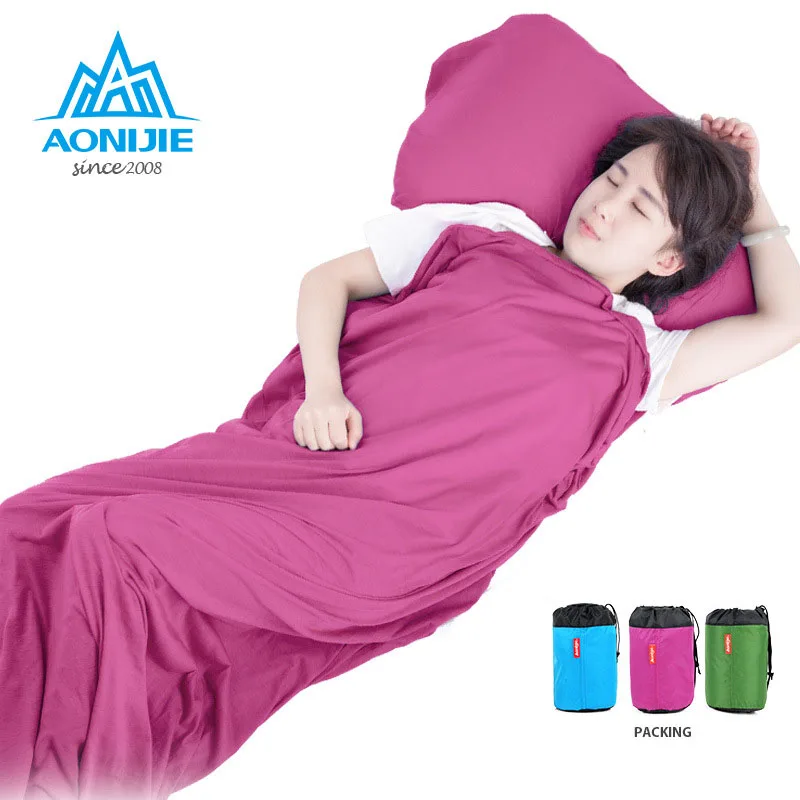 AONIJIE 220*90CM Cotton Adult Folding Sleeping Bag Liner Ultralight Climbing Camping Travel Envelope bag HY210 | Спорт и развлечения