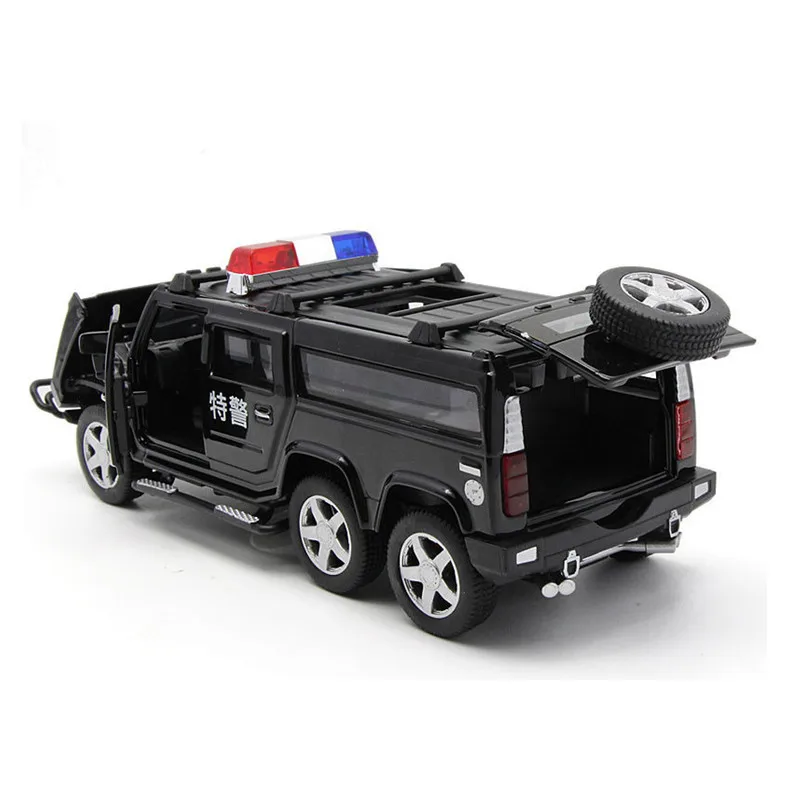 1:32 шестиколесная полицейская внедорожная модель Hummer из сплава игрушечные