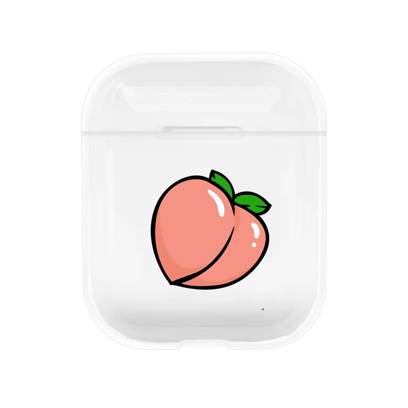 Прозрачный милый чехол с фруктами для Apple airpods, чехол, летний персиковый Bluetooth чехол для наушников Airpods, Жесткий Чехол