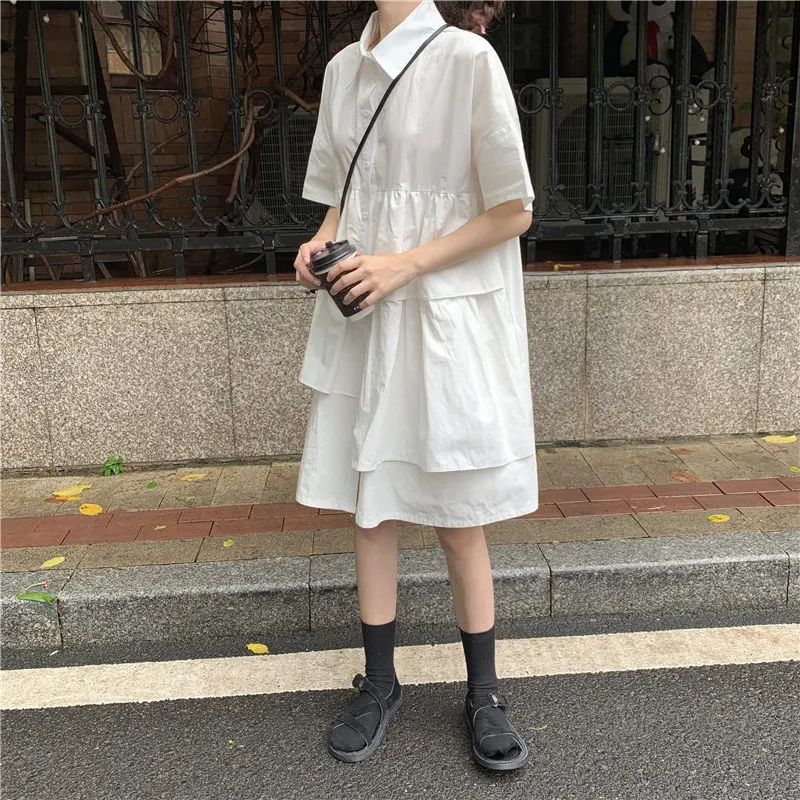 Alien Kitty Sweet Summer Patchwork Brief Short-Sleeved Loose New Design High Waist Fresh Casual All-Match Short Dress 2 Colors | Женская