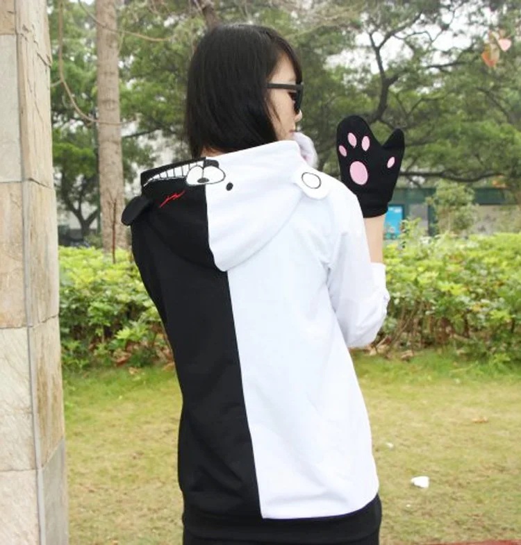 Аниме теория снаряд сломанный Danganronpa Косплей Костюм медведь толстовки с капюшоном с ушками капюшон плащ Обернуть Перчатки