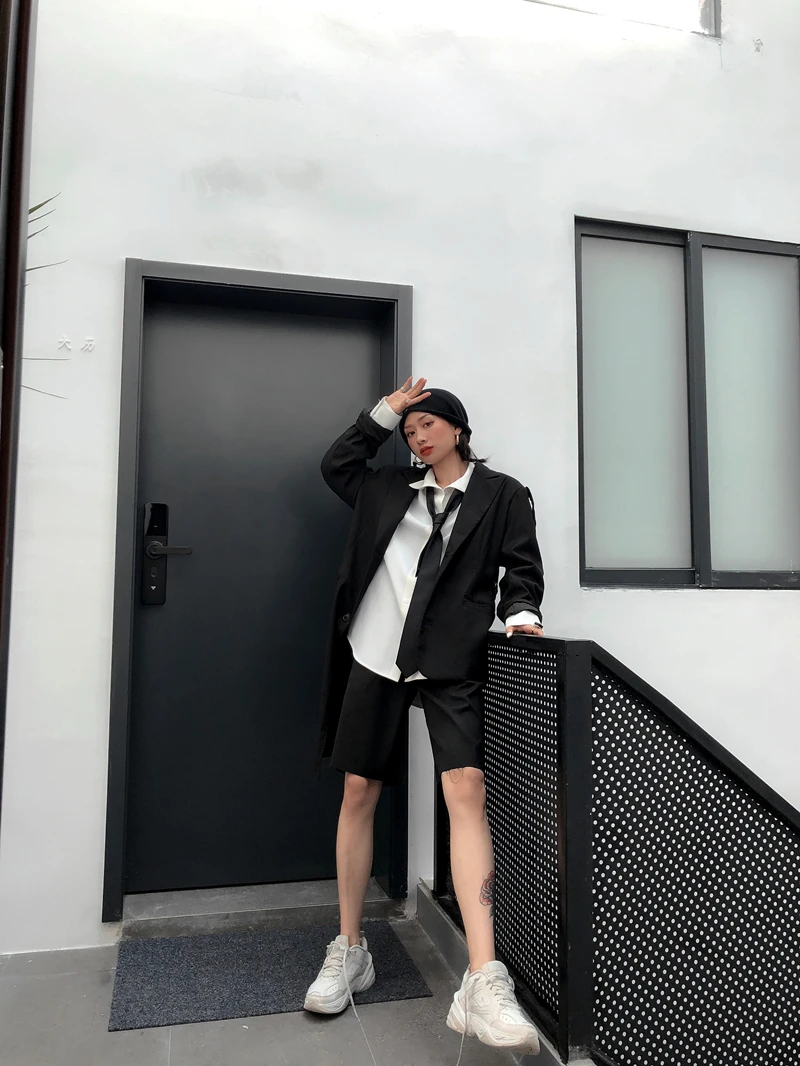 Женский Асимметричный пиджак Черный Свободный Повседневный Z ZOUX 2019|Женские