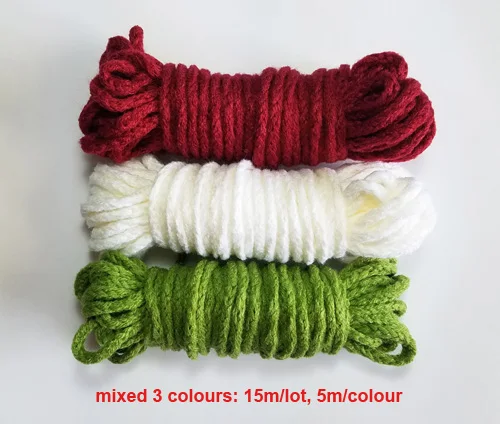 mixed 3 colours Акриловые плетеные шнуры диаметром 5 мм толщиной веревки 15 м/лот для ручная вязка крючком украшения своими руками - Цвет: mixed 3 colours