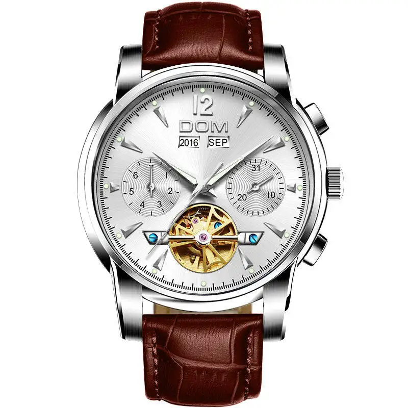 M-75L-7MW DOM Mechanical Watch Men Wrist Automatic Retro Watches Men Waterproof Black Full-Steel Watch Clock Montre Homme M-75BK-1MW - Цвет: M-75L-7MW