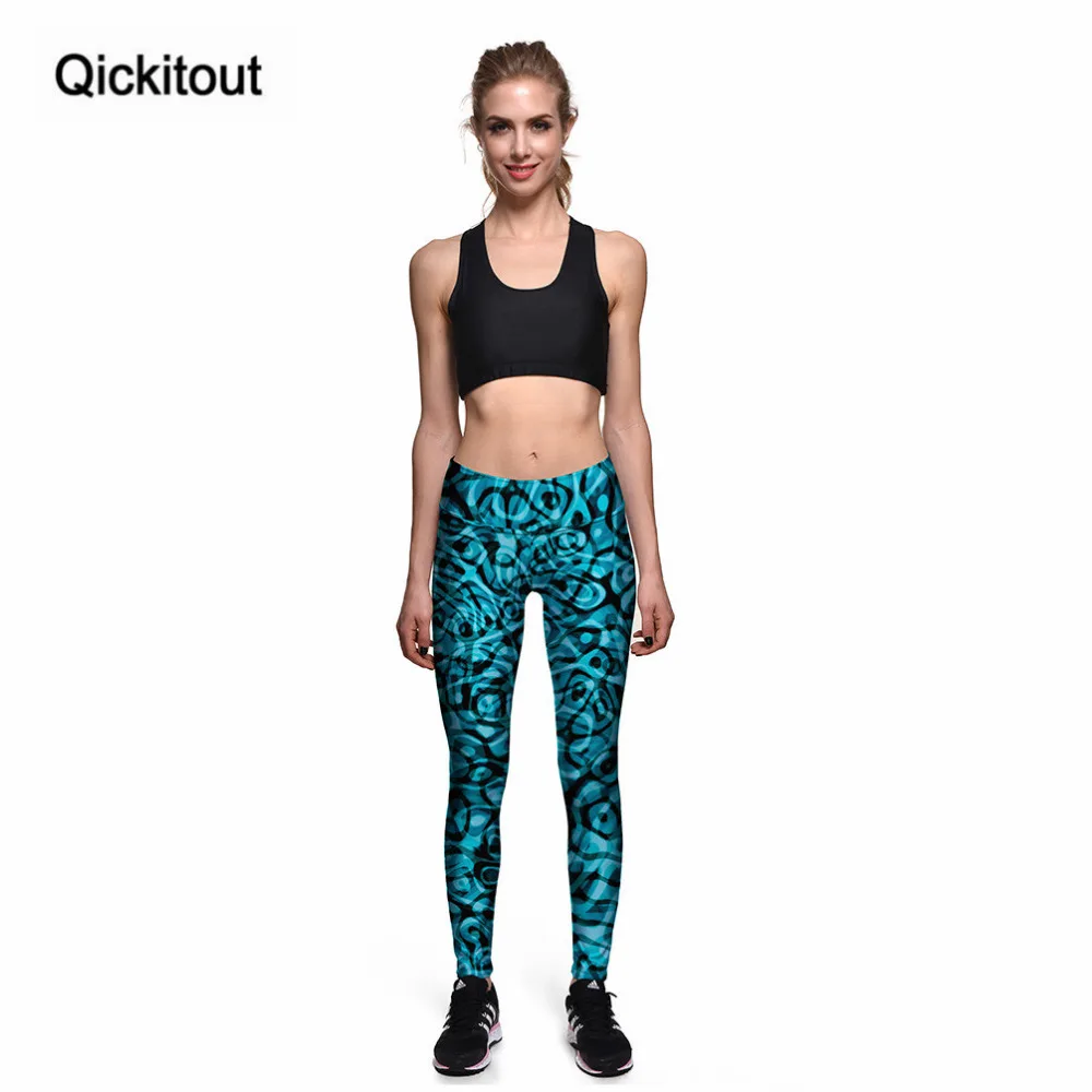 Qickitout леггинсы сексуальные женские новый стиль новые для фитнеса синие с