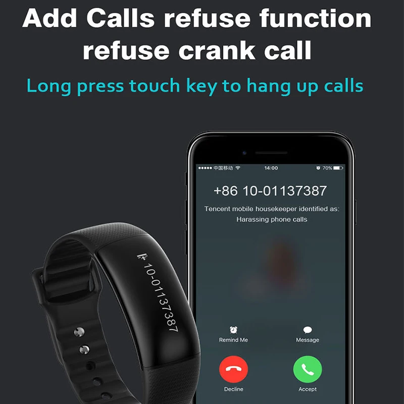 ITORMIS Smart Band Wristband Fitness Bracelet SmartBand with Pedometer Heart Rate Tracker Refuse Calls Android IOS phone | Электроника