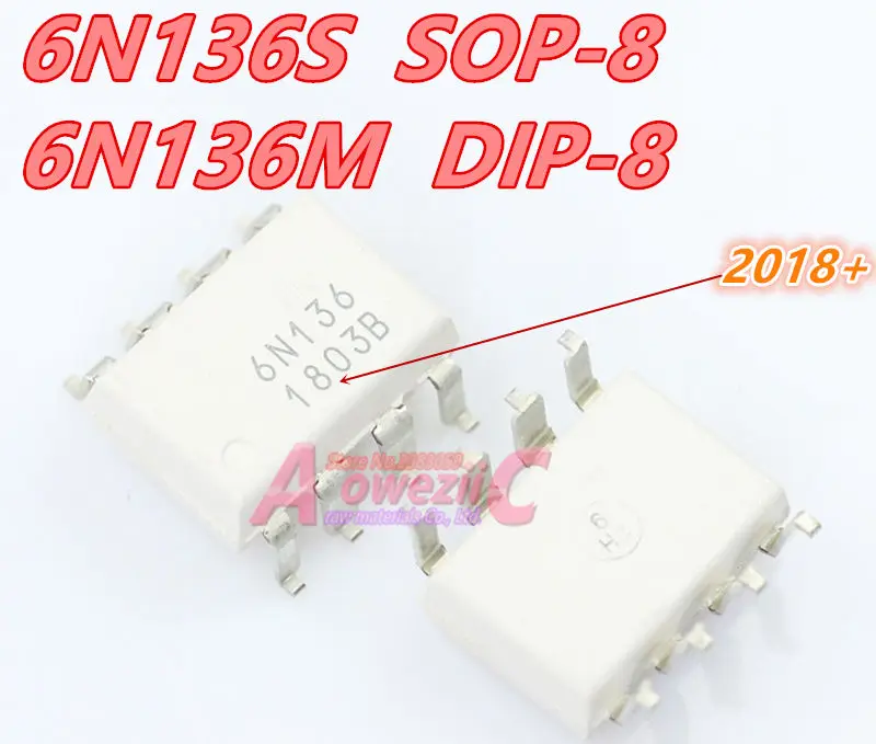 

Aoweziic 2018+ 100% new imported original 6N136S 6N136SDM SOP-8 6N136M DIP-8 Optical coupler logic output 6N136