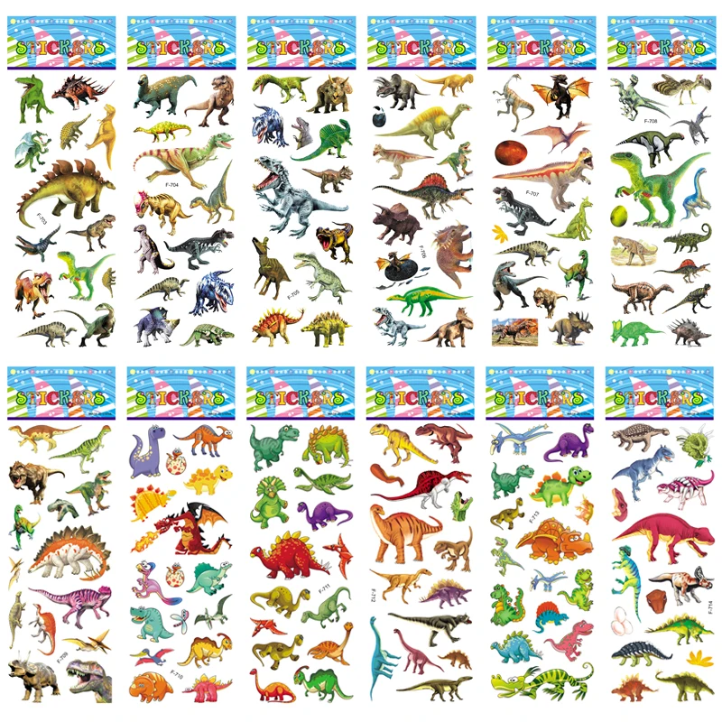 

6~12 Sheets/set Bubble Stickers 3D Dimensional Dinosaurs Stickers For Kids Children Gift Reward Sticker Notebook Diary label