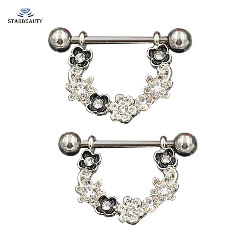 2 шт. женские бриллиантовые Пирсинг 14G 316L|nipple piercing|piercing nipplenipple piercing shield |