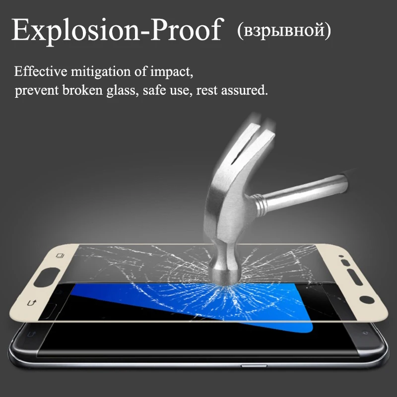 Закаленное Стекло для samsung Galaxy S7 чехол полное покрытие защитный Экран протектор S6