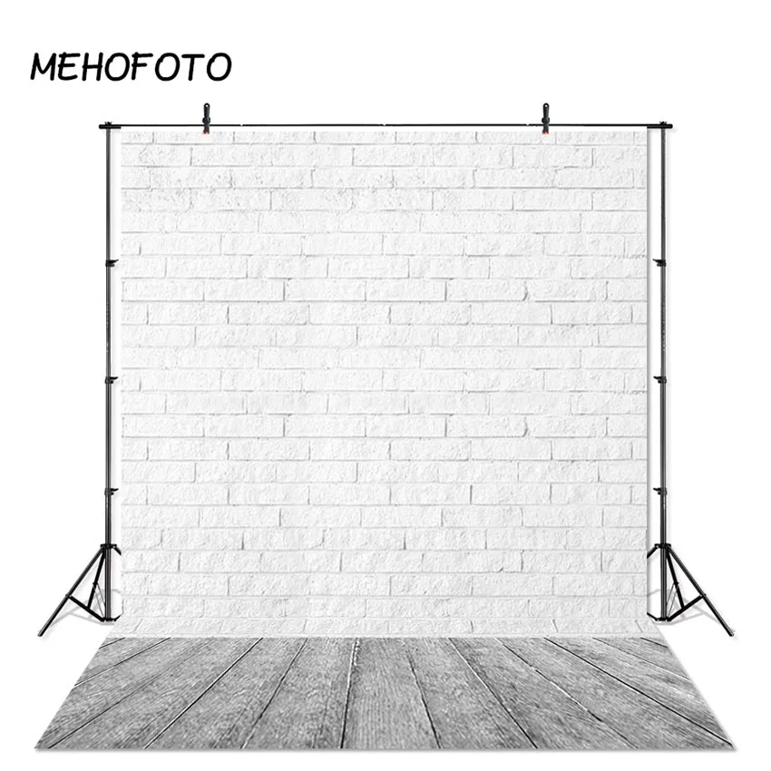 

MEHOFOTO White Brick Wall Photography Backdrop Grey Rustic Board Backdrops Photobooth Photo Studio Portrait Background Props