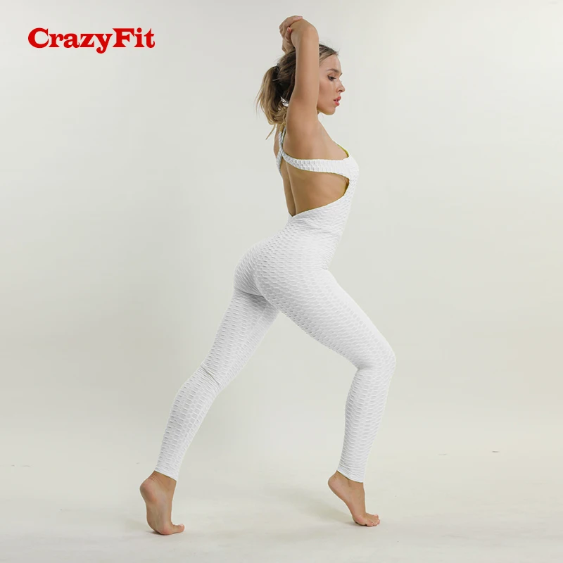 White CrazyFit новая сексуальная одежда для фитнеса женский цельный спортивный комплект для йоги одежда для занятий спортом для спортивного зала спортивный костюм комбинезон боди - Цвет: White