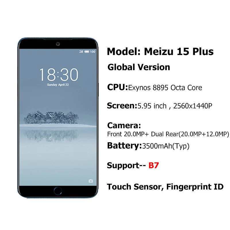 Официальная глобальная версия Meizu 15 Plus 6 ГБ ОЗУ 64 Гб ПЗУ смартфоны Exynos 8895