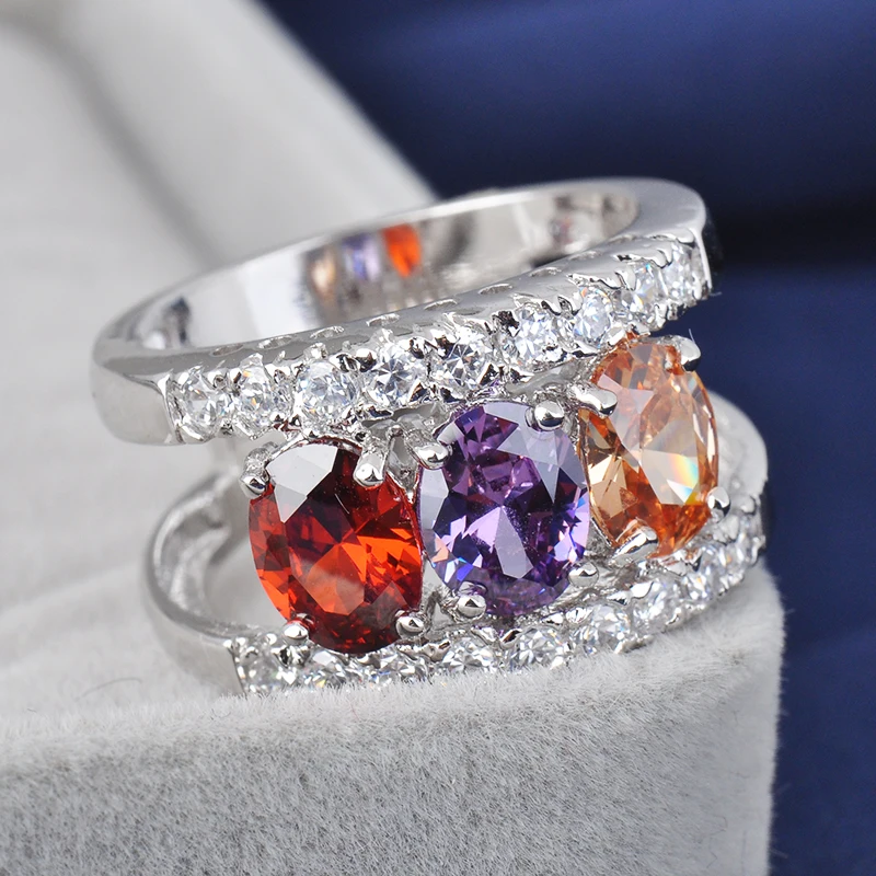 Женское посеребренное кольцо с австрийским кристаллом J0631 | Украшения и