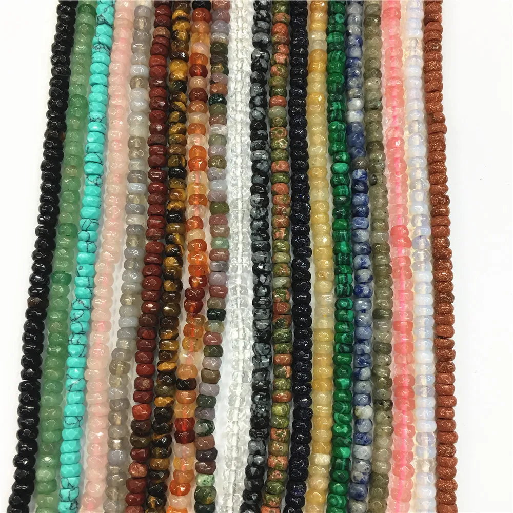 

Gazelle 4*2mm Natural Stone Faceted Abacus Beads Agates Rose Quartzs For Diy Necklace&Bracelet Jewelry Craft Making 160PCS