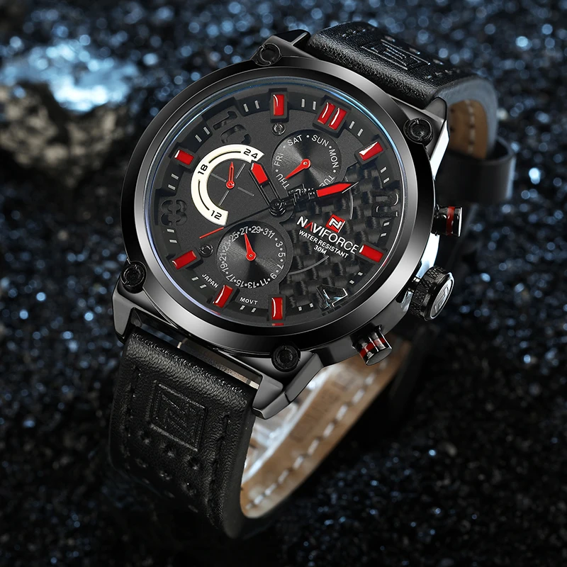 Часы наручные NAVIFORCE Мужские кварцевые Брендовые спортивные водонепроницаемые в