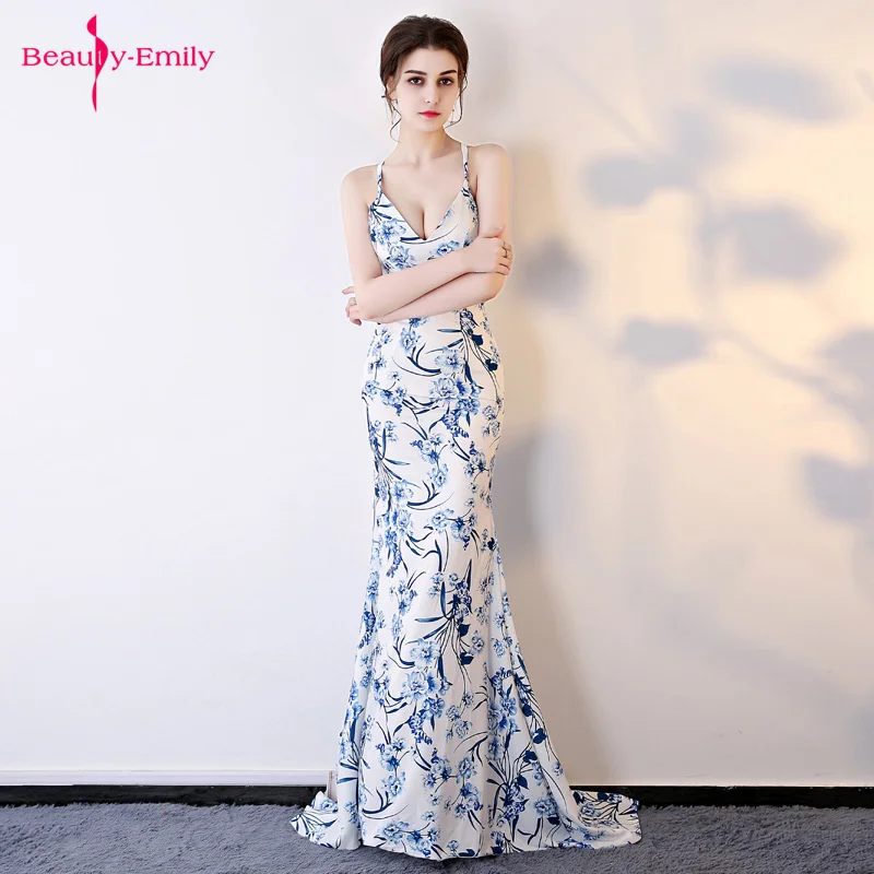 Beauty Emily Сексуальные вечерние платья на бретельках с v-образным вырезом без