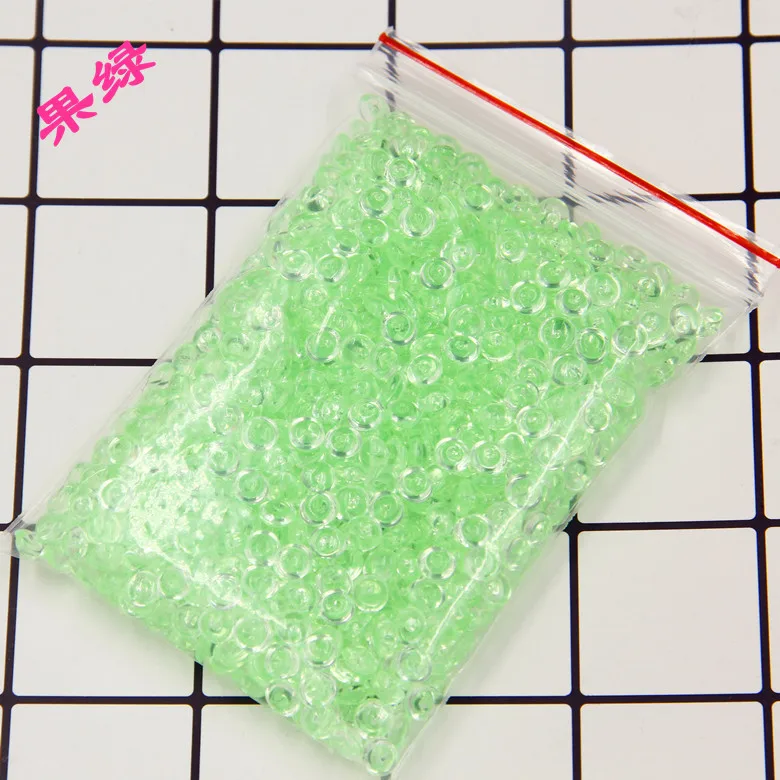 green 75 г/пакет 7 мм прозрачный слизью плоский шарик прозрачный DIY ручной работы кристалл смесь грязи частицы аксессуары слизи наполнение украшения - Цвет: green