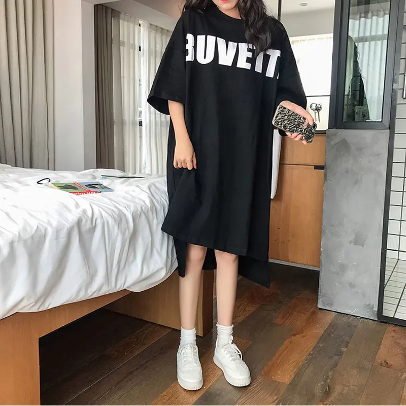 2019 Новая Летняя женская одежда Корея chic высокая талия похудения длинная рубашка