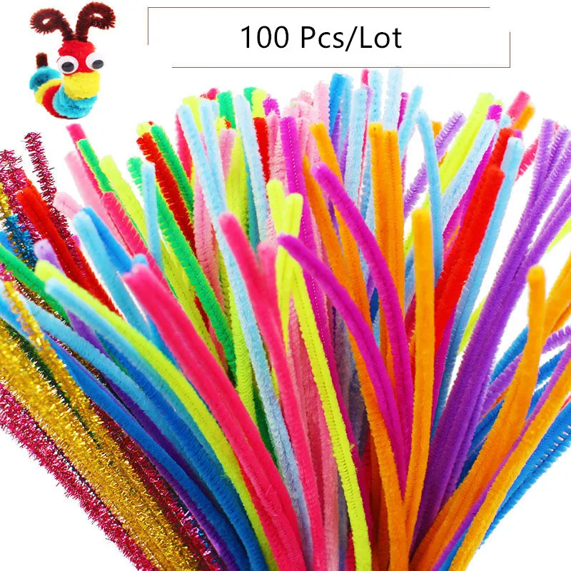 Random 100 pcs 100 шт./компл. развивающие игрушки Монтессори материалы синель детские палочки пазл Красочные ремесло для чистки труб ручной работы игрушка "сделай сам" - Цвет: Random 100 pcs