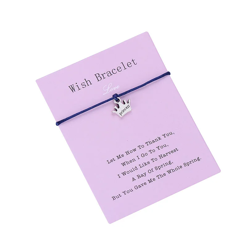 6 IYOE Wish Card, браслет с красной нитью для женщин и детей, корона принцессы, ручная плетеная веревка, Парные браслеты, семейные ювелирные изделия для дружбы - Окраска металла: 6