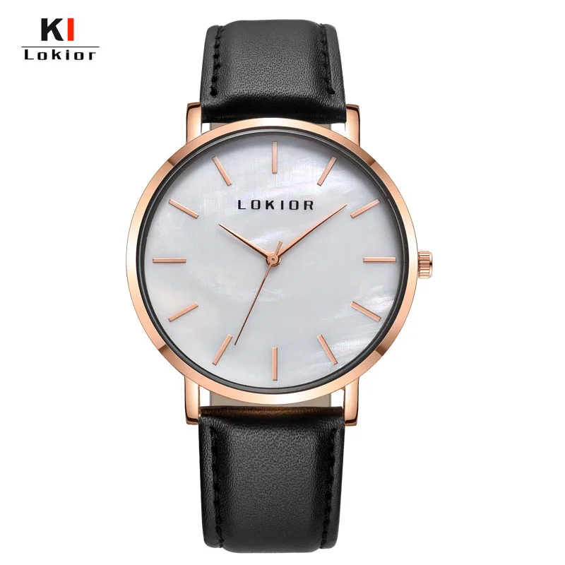 LOKIOR Элитный бренд для женщин часы Super Slim розовое золото сетки нержавеющая сталь