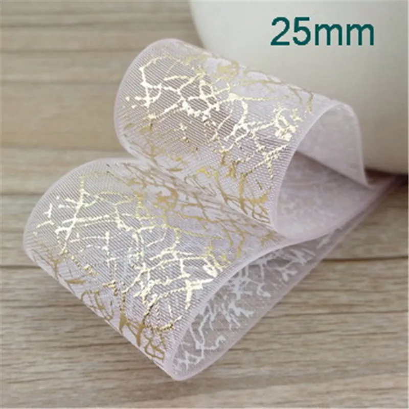 5meter/lot new 25mm hot stamping snow yarn ribbon handmade hair accessories bow material organza T-055 | Дом и сад