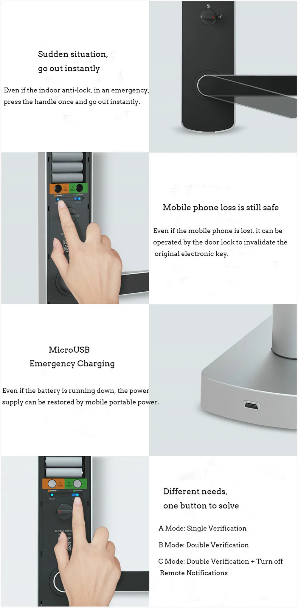 Умный поворотный дверной замок Xiaomi Zelkova с паролем, без ключа, интеллектуальный замок безопасности