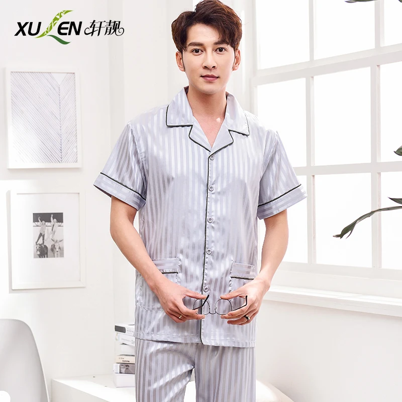 Для Мужчин's атласная Шелковая пижама плюс размеры пижамный комплект