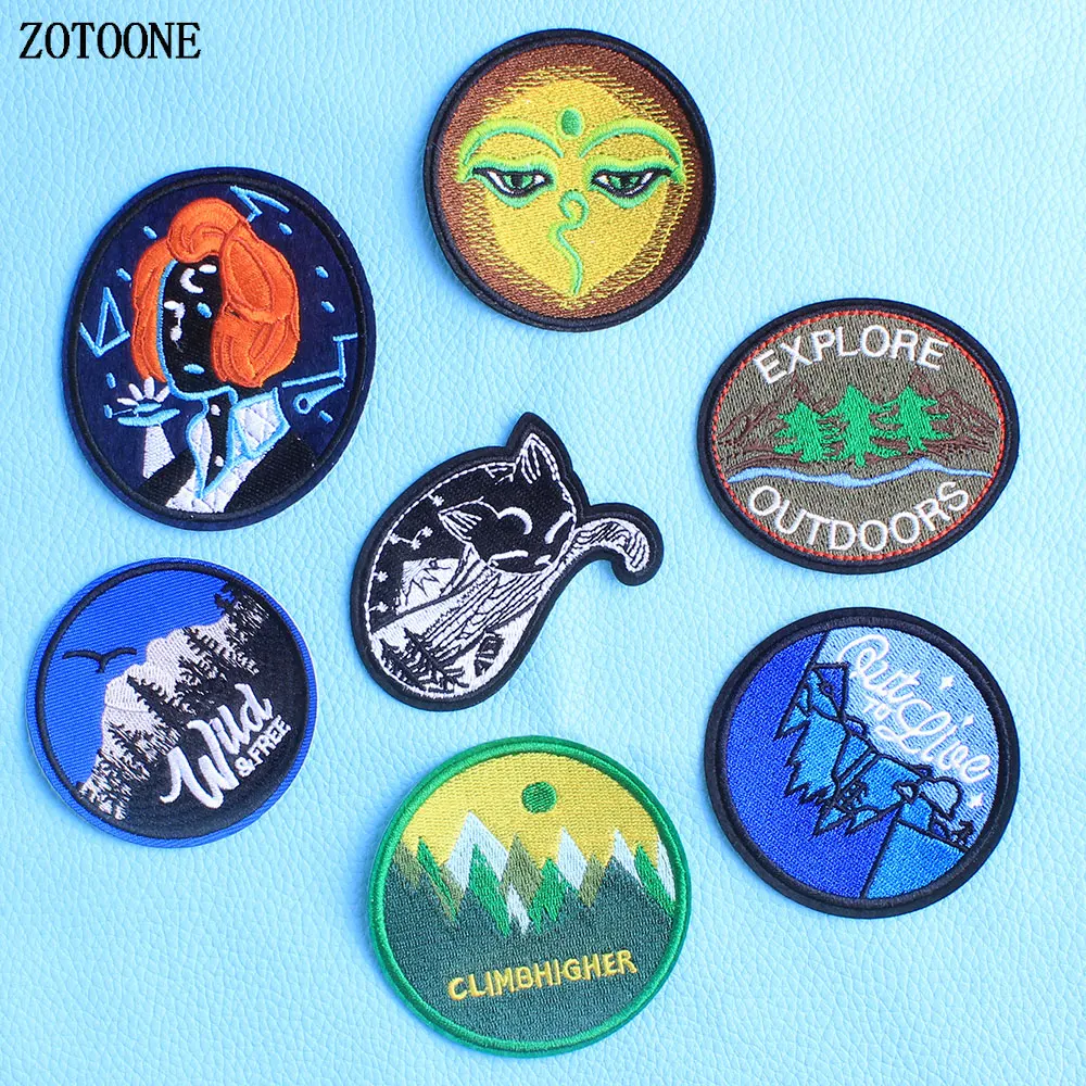 ZOTOONE 1 шт. круглые вышитые патчи для утюга нашивки одежды DIY лес Готический Кот