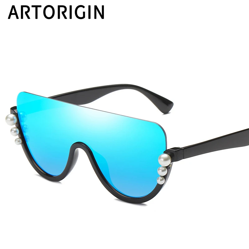 Vintage Women Sunglasses Brand Designer One Lens Half Frame Mirror Female Shades Pearl Sun Glasses Oculos | Аксессуары для одежды